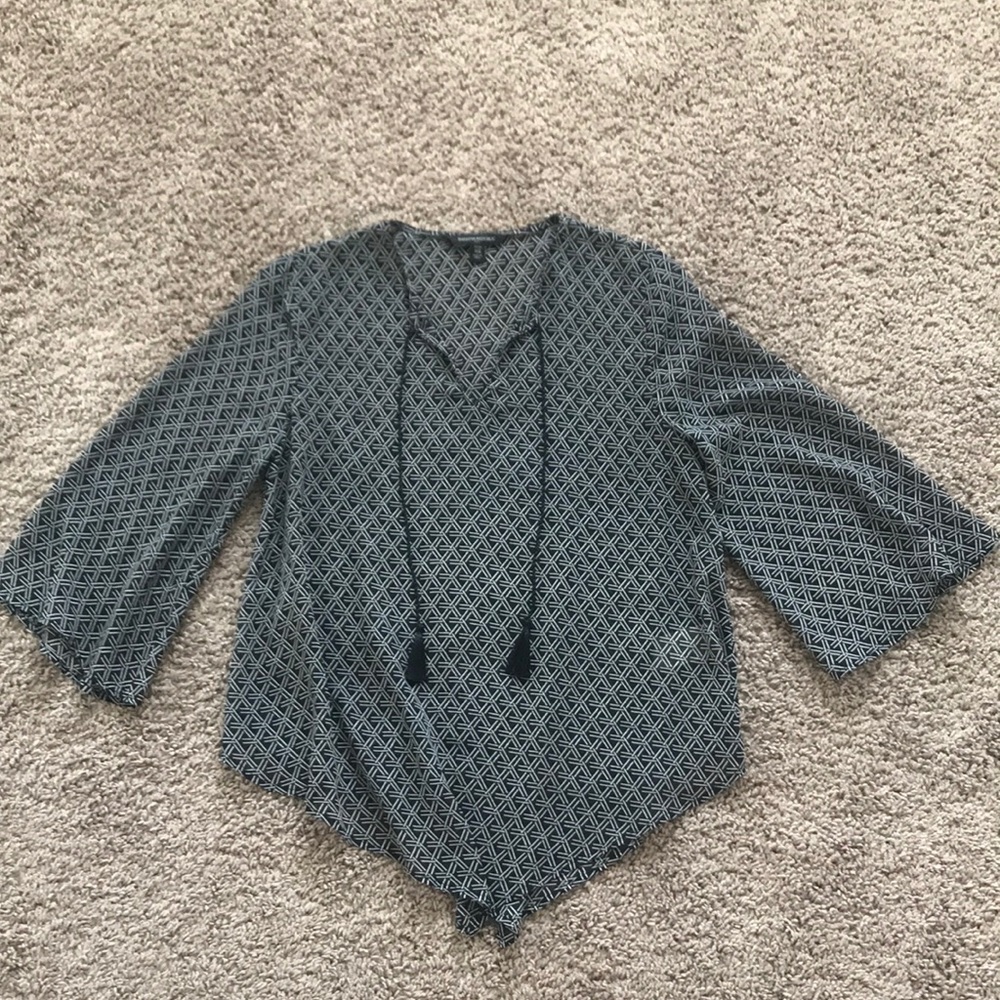 Black and White geometric blouse